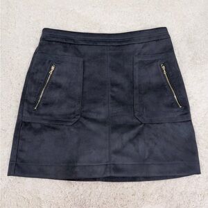 LOFT Dark Gray Faux Suede Mini Skirt